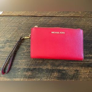 Authentic Red Michael Kors Wristlet Wallet